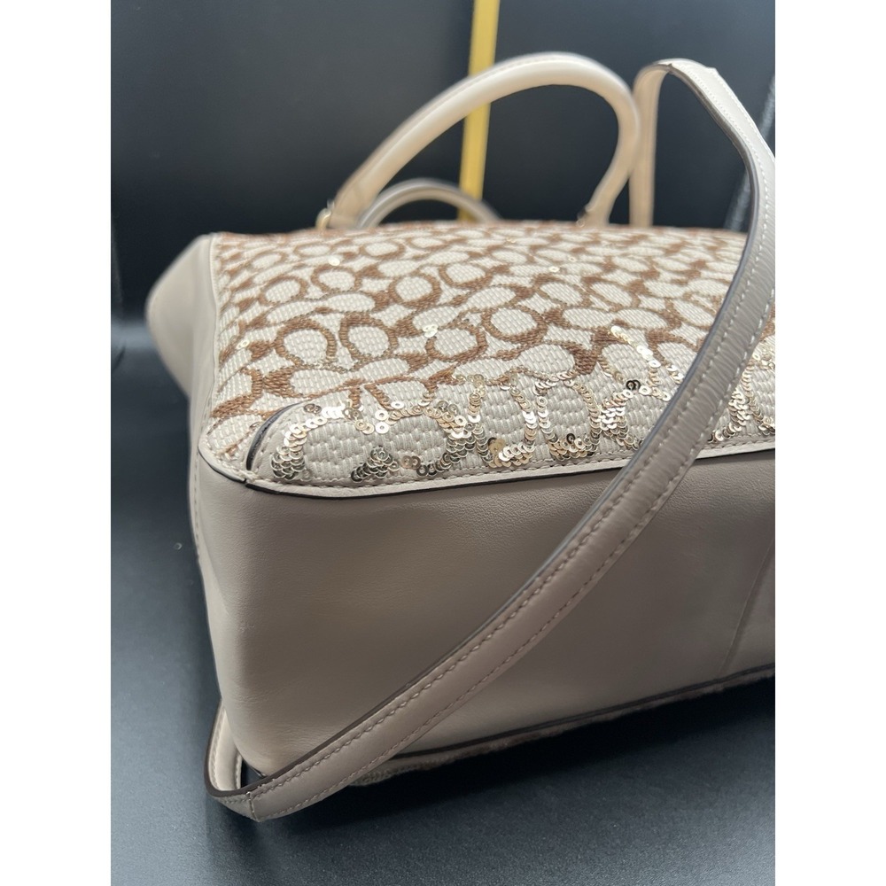 NWT COACH 26432 Champagne Sequin Leather Tote Handbag Purse Gold Blair Pop Sig - Picture 5 of 12